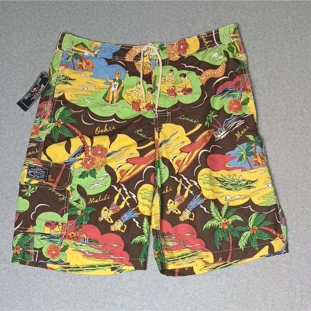 NWT! American Living Swim Trunks Mens Size M Brown Pina Cape Neddick Island 100%